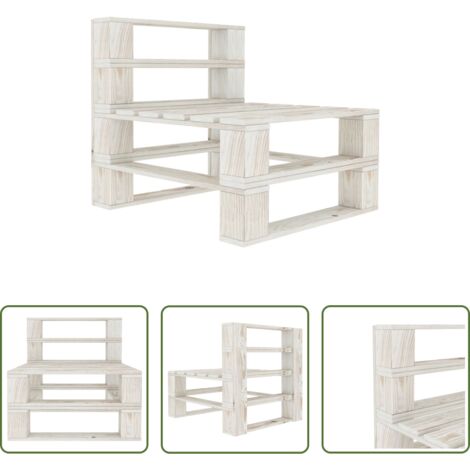 Sofá de madera -  Sofá central de palés para jardín madera blanco