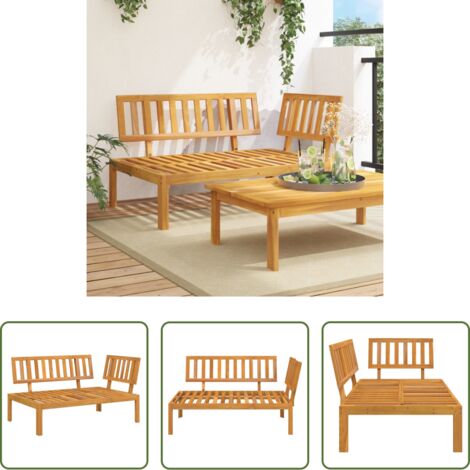 Sofá de madera -  Sofá de esquina de palets para jardín madera maciza de acacia