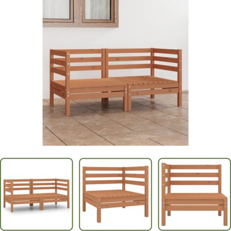 Sofá de madera -  Sofá de jardín de 2 plazas madera maciza de pino marrón miel