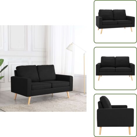 Sofá de madera - vidaXL Sofá de 2 plazas de tela negro - Sofá cómodo