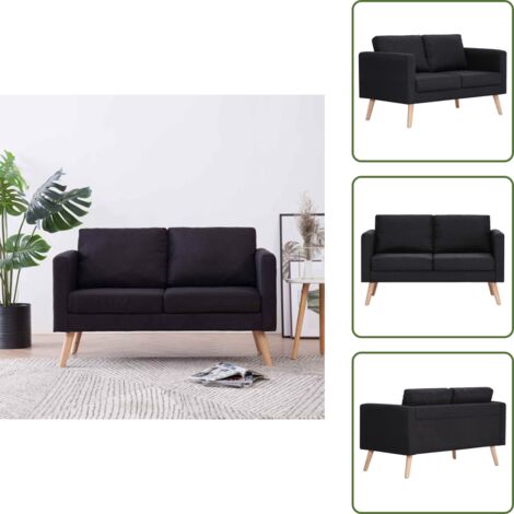 Sofá de madera - vidaXL Sofá de 2 plazas de tela negro - Sofá cómodo