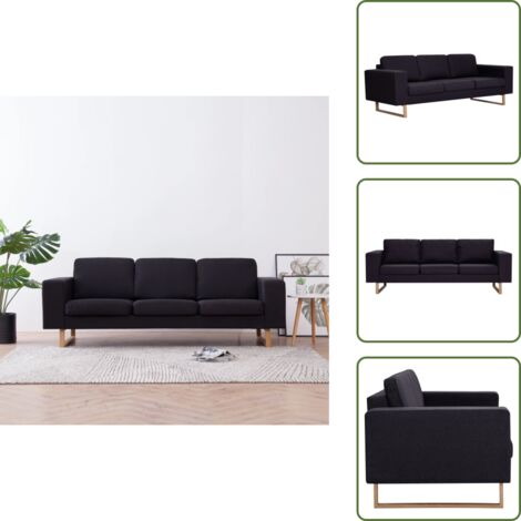 Sofá de madera - vidaXL Sofá de 3 plazas de tela negro - Sofá cómodo