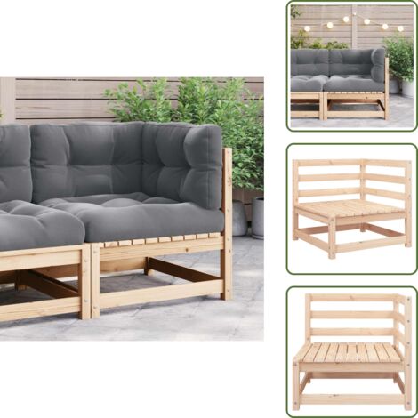 Sofá de madera - vidaXL Sofá de esquina de jardín y cojines grises madera maciza acacia - Sofá modular