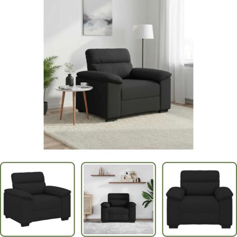 Sofá de madera y metal -  Sillón de tela negro 100x81x84 cm
