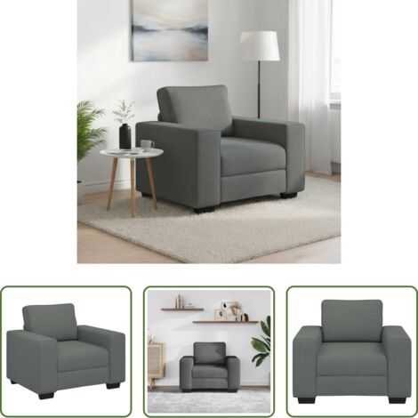 Sofá de madera y metal -  Sillón Sofá Tela Gris Oscuro 100x77x82 cm
