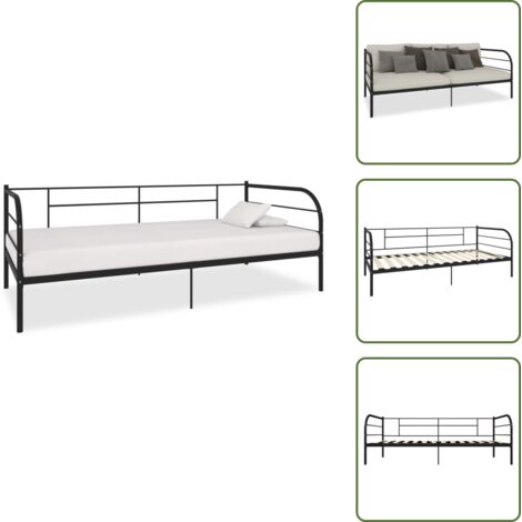 Sofá de metal - vidaXL Estructura de cama sin colchón metal negro 90x200 cm - Cama sin colchón