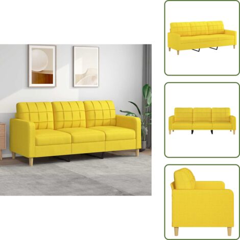 Sofá de metal - vidaXL Sofá de 3 plazas de tela amarillo claro 180 cm - Sofá cómodo