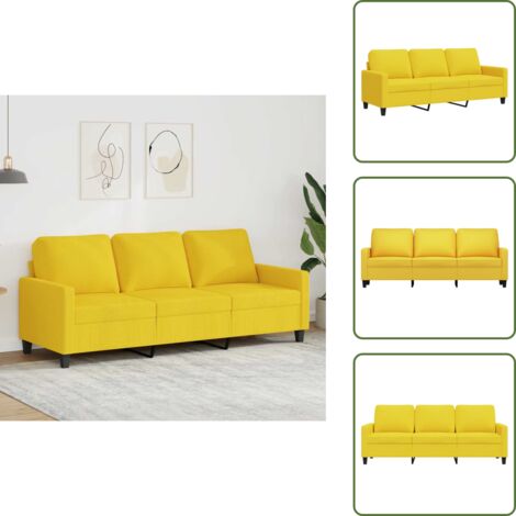 Sofá de metal - vidaXL Sofá de 3 plazas de tela amarillo claro 180 cm - Sofá cómodo