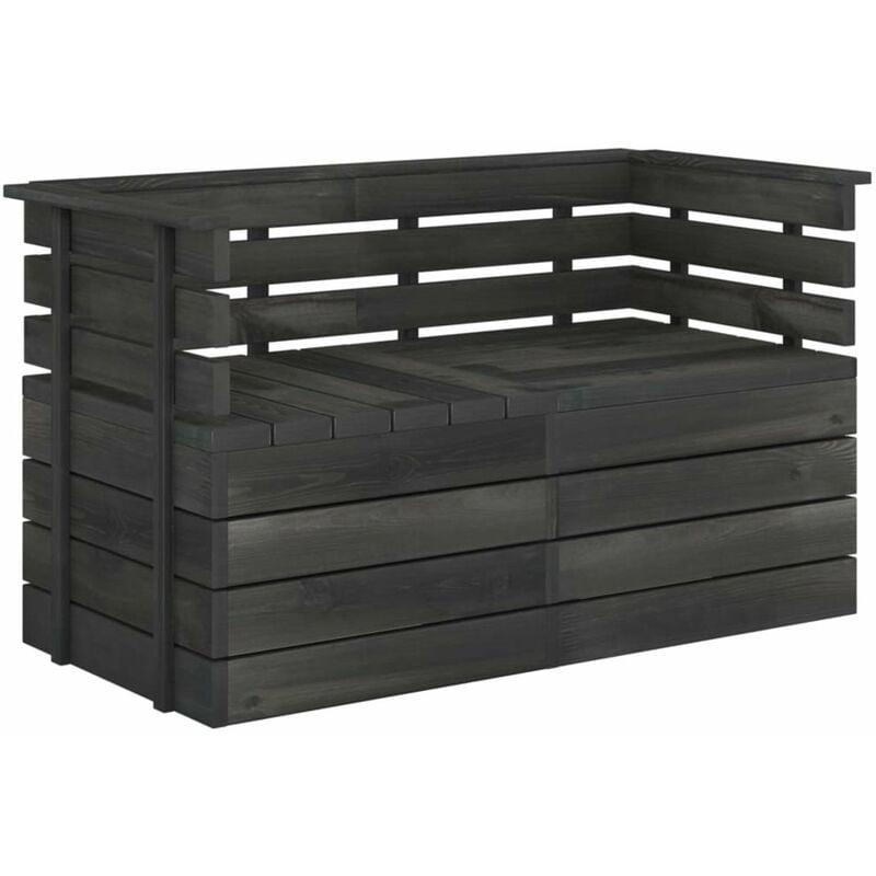 

Sofa de pales de jardin 2 plazas madera maciza pino gris oscuro