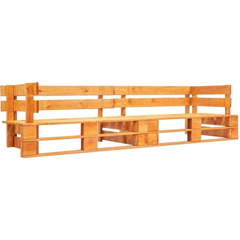 

Happyshopping - Sofa de pales para jardin de 2 plazas madera marron miel
