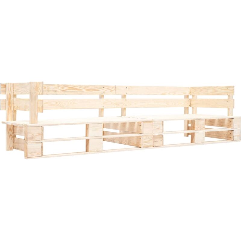 

Happyshopping - Sofa de pales para jardin de 2 plazas madera natural