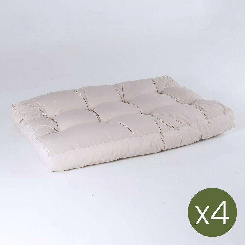 

Pack 4 cojines asiento para palet | TamaÃƒÂ±o: 80x120x16 cm | Color beige | Repelente al agua | Portes gratis