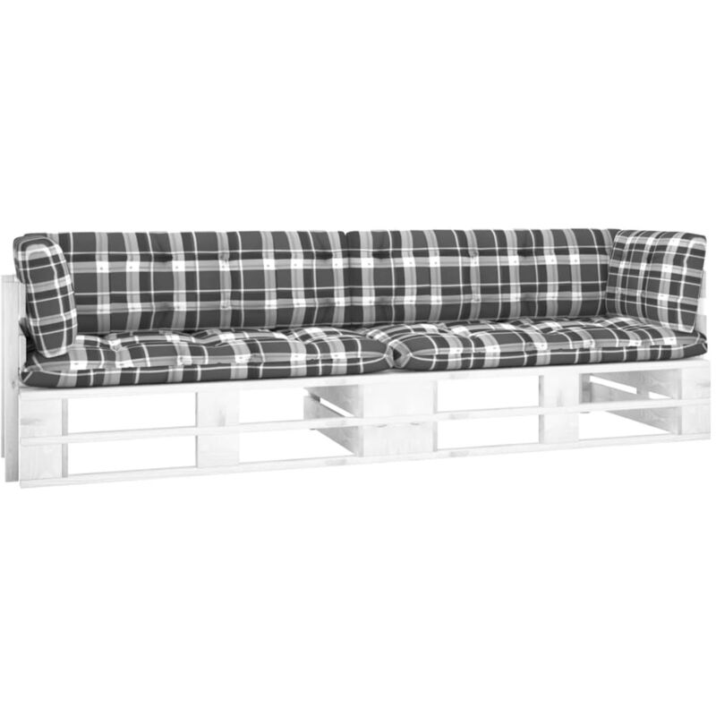 

Happyshopping - Sofa de palets 2 plazas cojines blanco madera pino impregnada