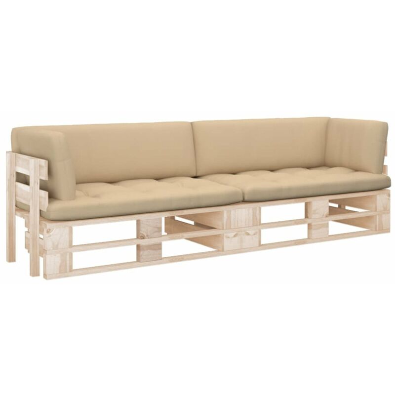 

Happyshopping - Sofa de palets 2 plazas cojines madera de pino impregnada