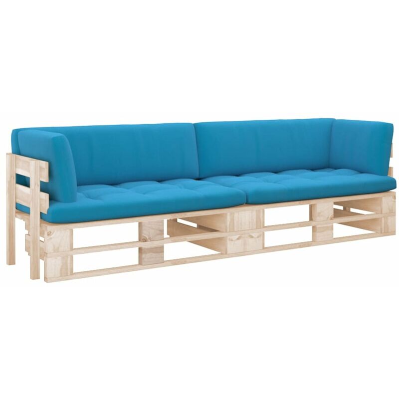

Happyshopping - Sofa de palets 2 plazas cojines madera de pino impregnada