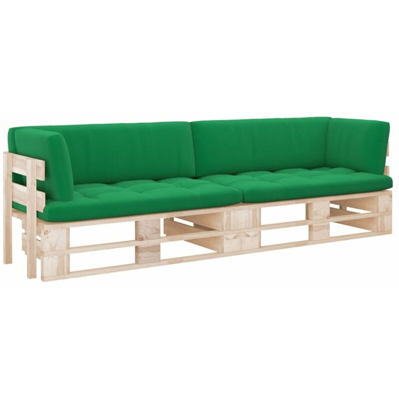 

Happyshopping - Sofa de palets 2 plazas cojines madera de pino impregnada