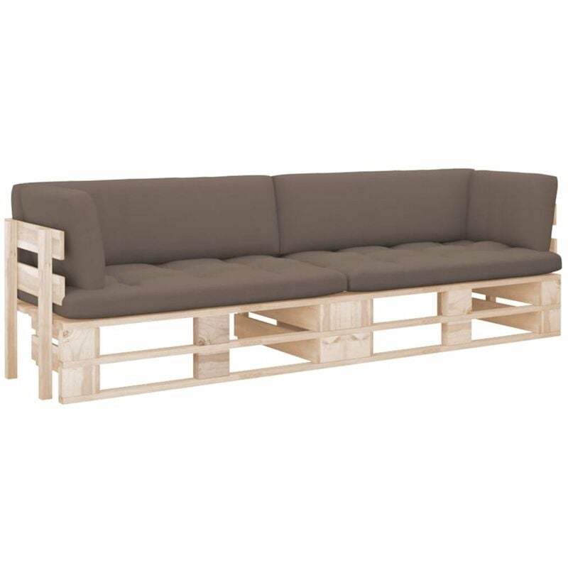 

Happyshopping - Sofa de palets 2 plazas cojines madera de pino impregnada