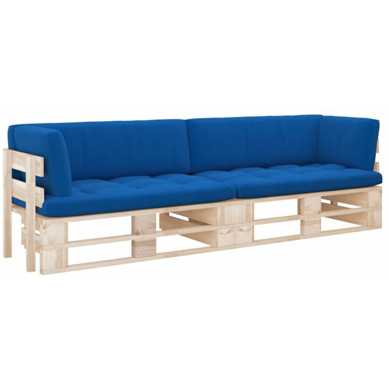 

Happyshopping - Sofa de palets 2 plazas cojines madera de pino impregnada