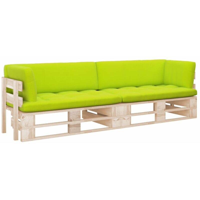 

Happyshopping - Sofa de palets 2 plazas cojines madera de pino impregnada