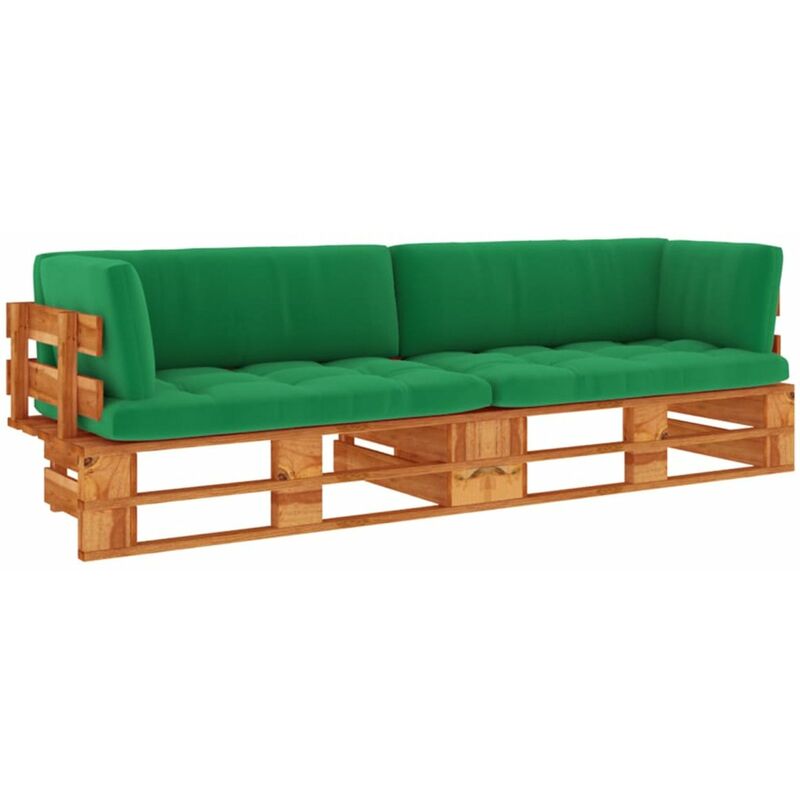 

Happyshopping - Sofa de palets 2 plazas cojines marron miel pino impregnada