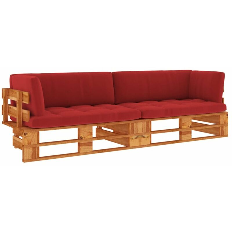 

Happyshopping - Sofa de palets 2 plazas cojines marron miel pino impregnada