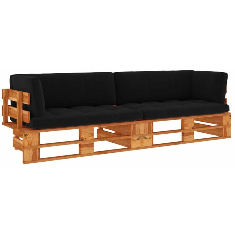 

Happyshopping - Sofa de palets 2 plazas cojines marron miel pino impregnada