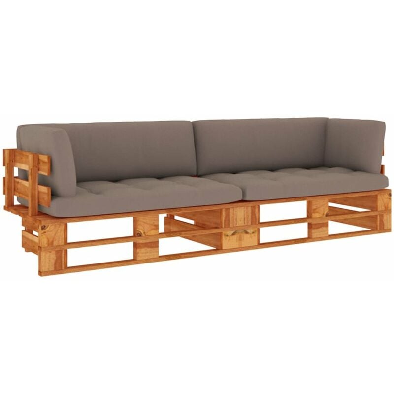 

Happyshopping - Sofa de palets 2 plazas cojines marron miel pino impregnada