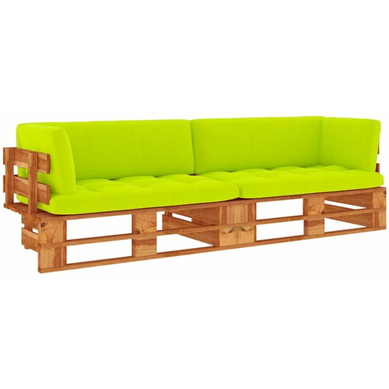 

Happyshopping - Sofa de palets 2 plazas cojines marron miel pino impregnada