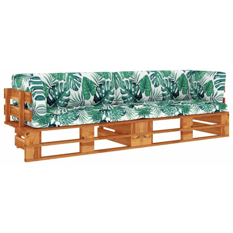 

Happyshopping - Sofa de palets 2 plazas cojines marron miel pino impregnada