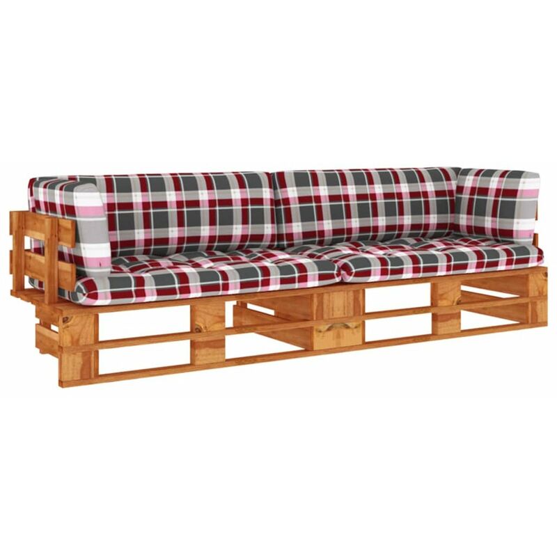 

Happyshopping - Sofa de palets 2 plazas cojines marron miel pino impregnada