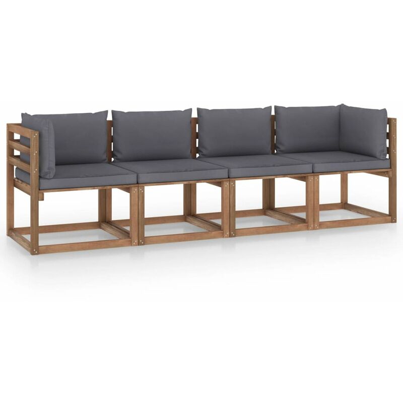 

Sofa de palets jardin 4 plazas y cojines madera pino impregnada