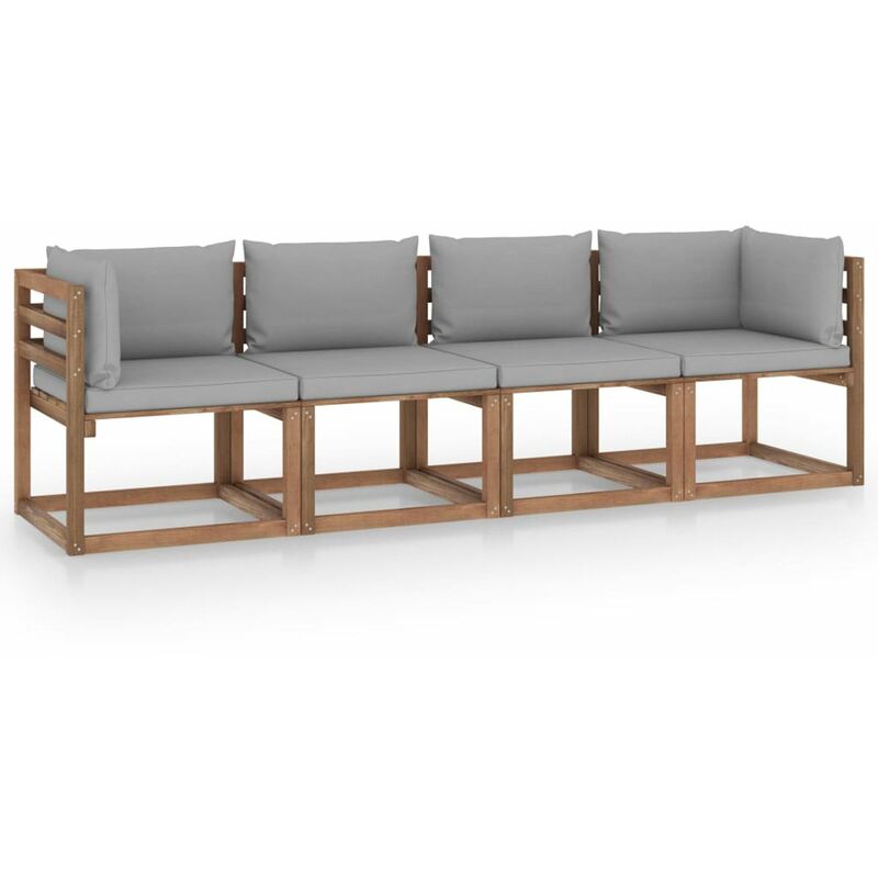 

Sofa de palets jardin 4 plazas y cojines madera pino impregnada