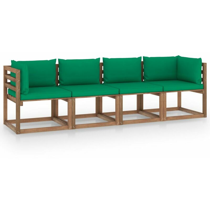 

Sofa de palets jardin 4 plazas y cojines madera pino impregnada