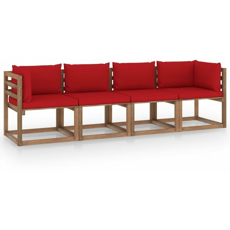 

Sofa de palets jardin 4 plazas y cojines madera pino impregnada
