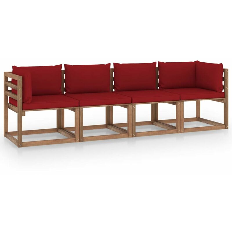 

Sofa de palets jardin 4 plazas y cojines madera pino impregnada