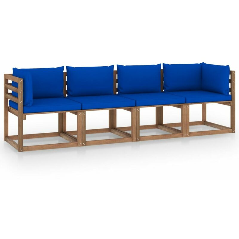 

Sofa de palets jardin 4 plazas y cojines madera pino impregnada