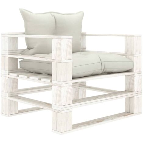 Sofá de palets para jardín madera con cojines beige vidaXL