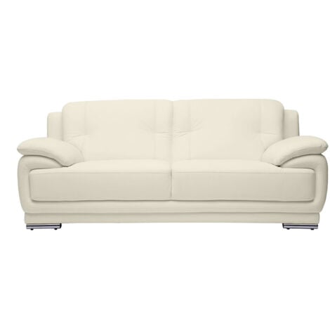 Sofá de piel de búfalo de diseño 3 plazas blanco TAMARA