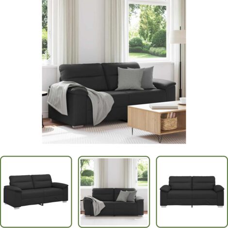Sofá de piel sintética -  Sofá de 2 plazas de piel sintética negro de 180x81x84 cm