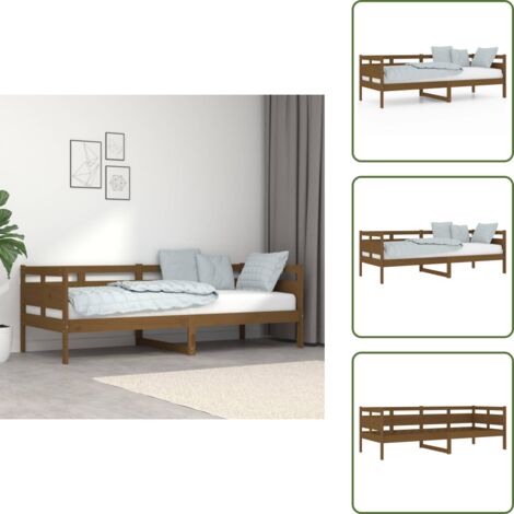 Sofá de pino - vidaXL Sofá cama madera maciza de pino marrón miel 80x200 cm - Cama de madera