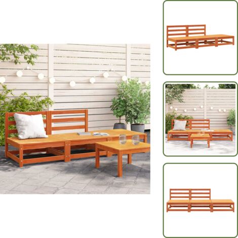 Sofá de pino - vidaXL Sofá jardín sin reposabrazos con reposapiés madera pino marrón - Sofá con reposapiés