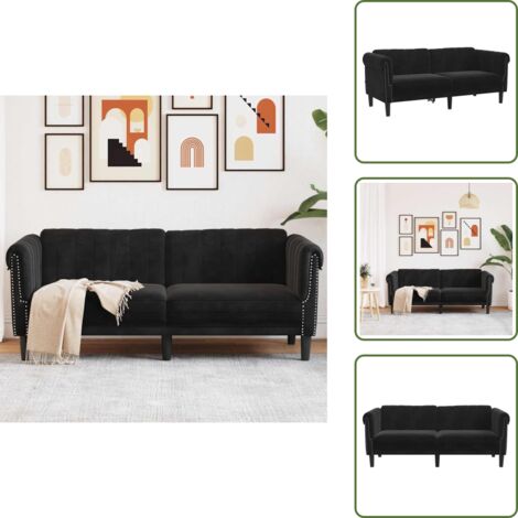 Sofá de salón - vidaXL Sofá de 2 plazas terciopelo negro - Sofá cómodo