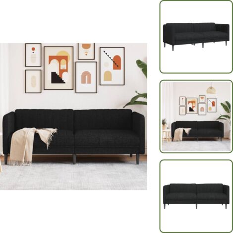 Sofá de salón - vidaXL Sofá de 3 plazas tela negro - Sofá cómodo