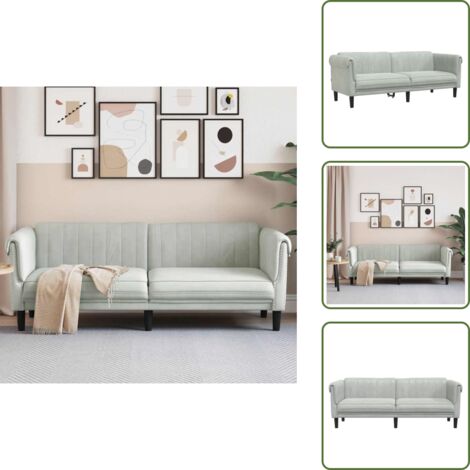 Sofá de salón - vidaXL Sofá de 3 plazas terciopelo gris claro - Sofá cómodo