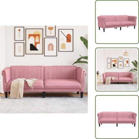 Sofá de salón - vidaXL Sofá de 3 plazas terciopelo rosa - Sofá cómodo