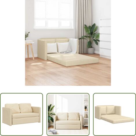 Sofá de suelo -  Sofá cama de suelo 2 en 1 tela crema 112x174x55 cm
