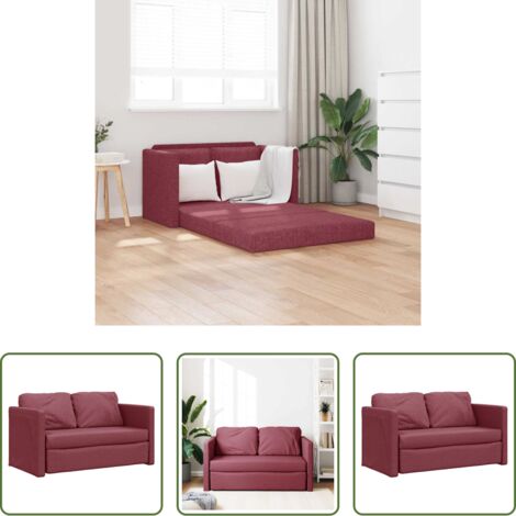 Sofá de suelo -  Sofá cama de suelo 2 en 1 tela rojo tinto 112x174x55 cm