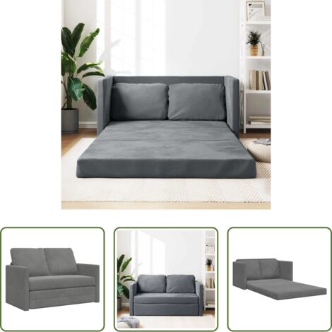 Sofá de suelo -  Sofá cama de suelo 2 en 1 terciopelo gris oscuro 122x204x55 cm