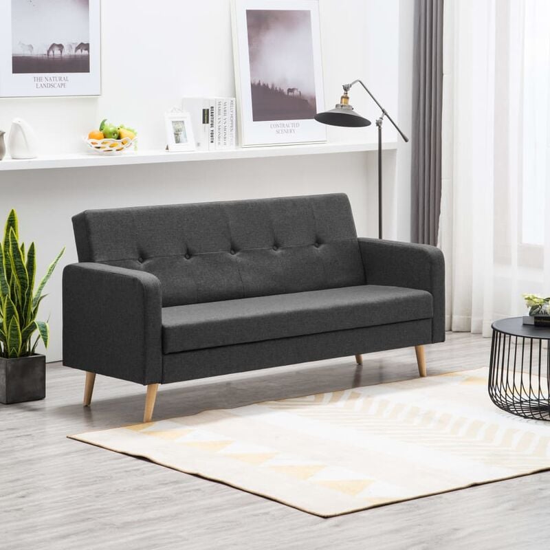 

Happyshopping - Sofa de tela gris oscuro