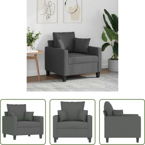 Sofá de tela -  Sillón de tela gris oscuro 60 cm